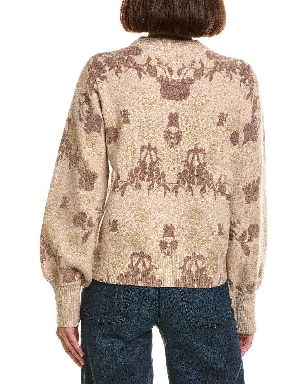 Karl Lagerfeld Natural Baroque Floral Wool-Blend Sweater