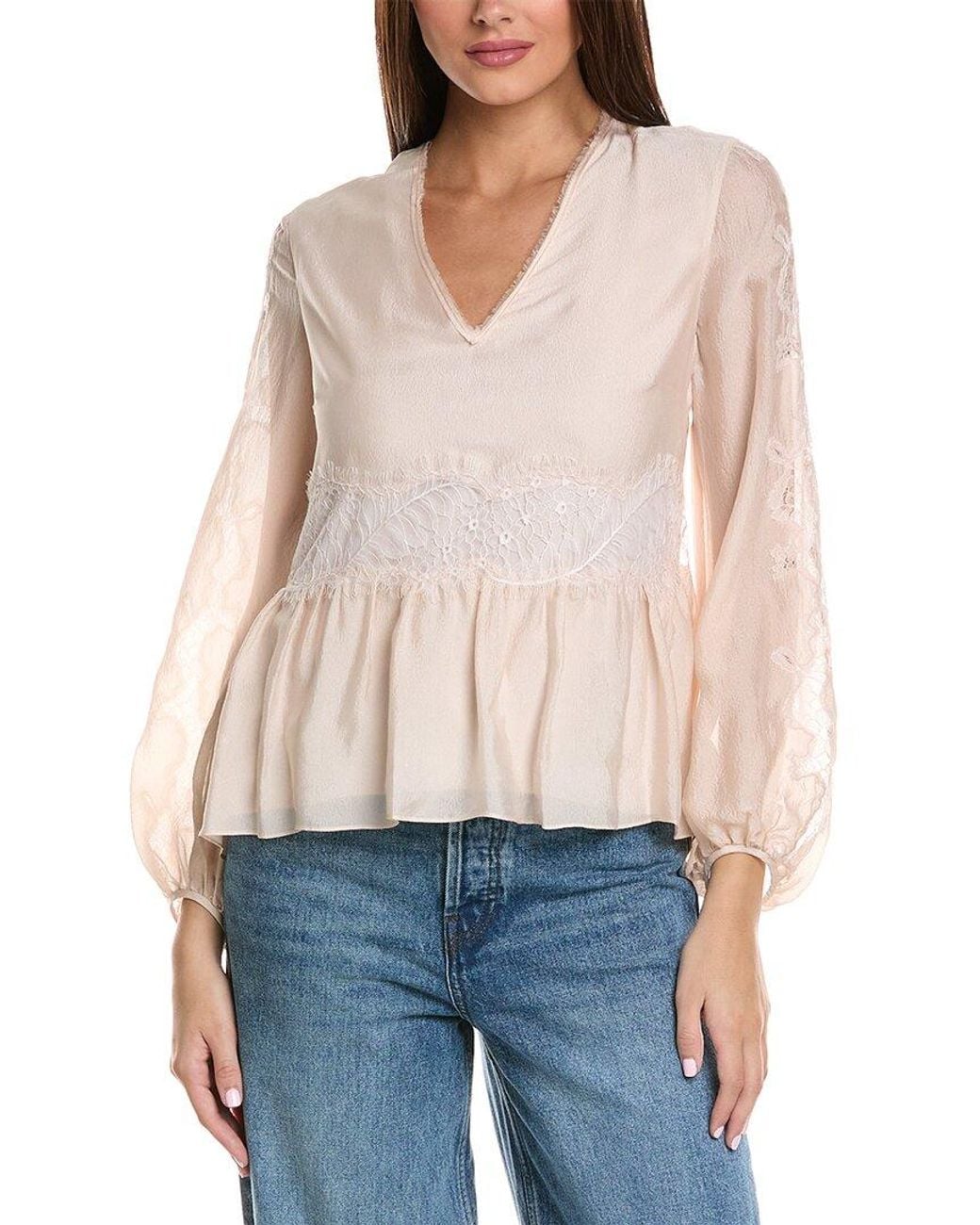 3.1 Phillip Lim White Blouson Sleeve Silk Top