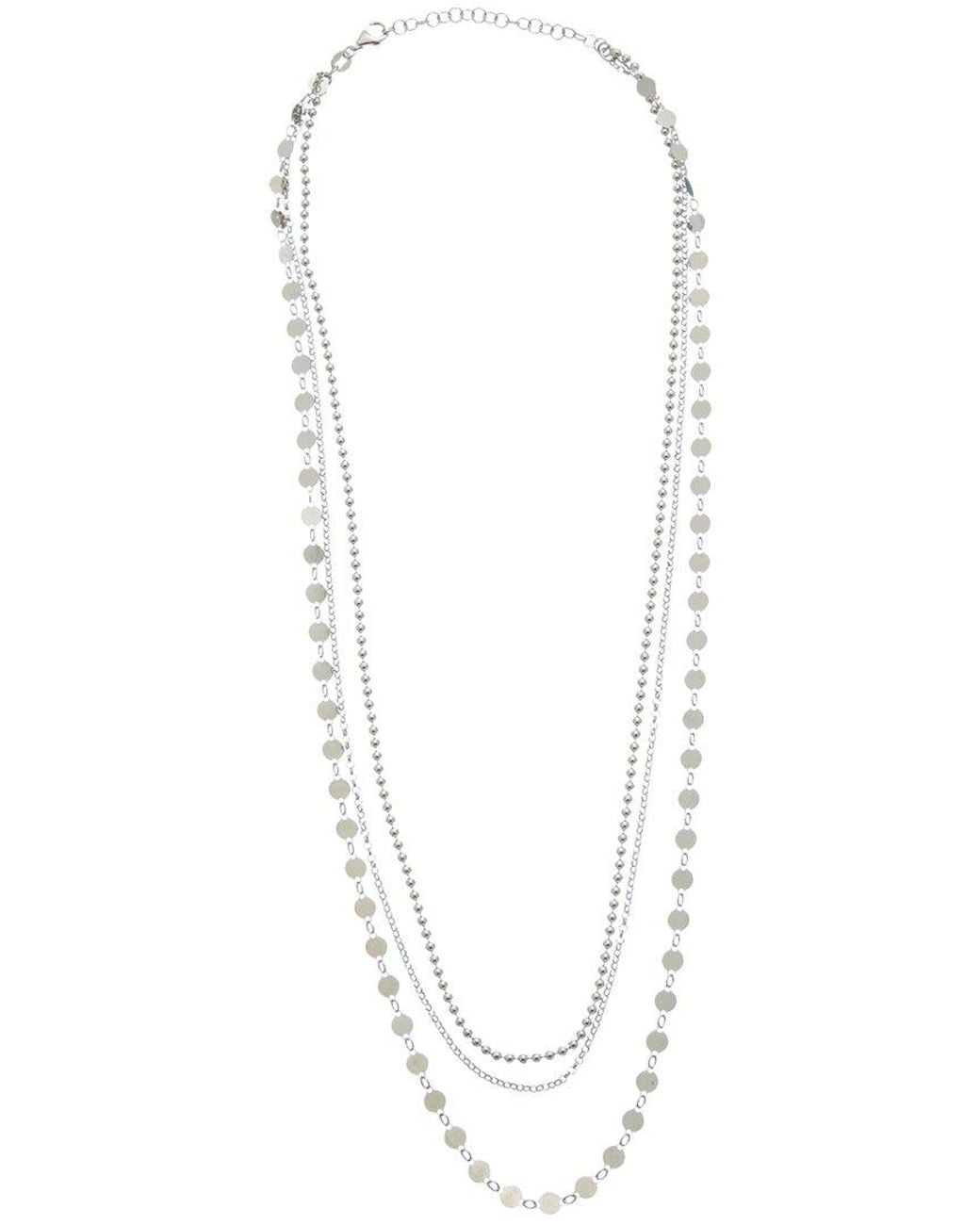 Italian Gold Over Silver White 18K Plated Multi Strand Necklace