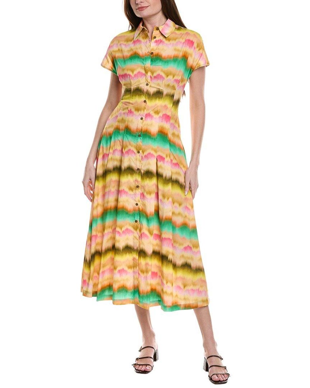 Lela Rose Yellow Seam Detail Shirtdress