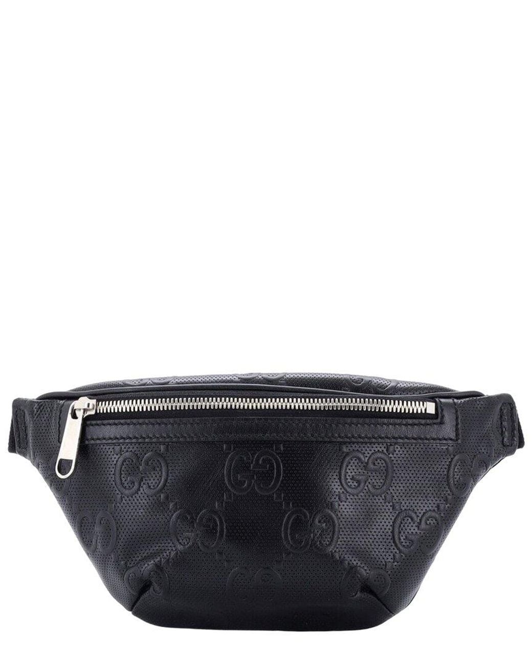 Gucci Black GG Embossed Perforated Leather Belt Bag Leather Small (authentic Pre-loved)