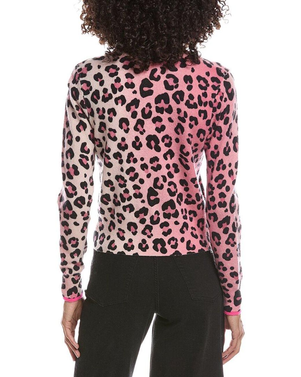 Brodie Cashmere Red Lauren Leopard Cropped 100% Cashmere Sweater