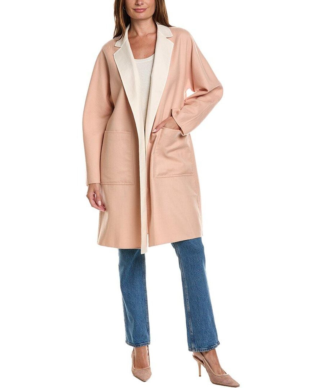 Lafayette 148 New York Blue Wool & Silk Reversible Coat