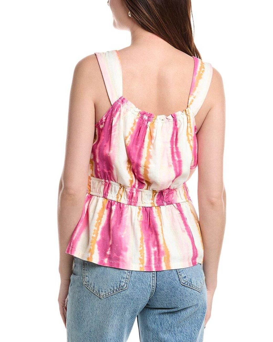 Nicole Miller Pink Linen-Blend Tank