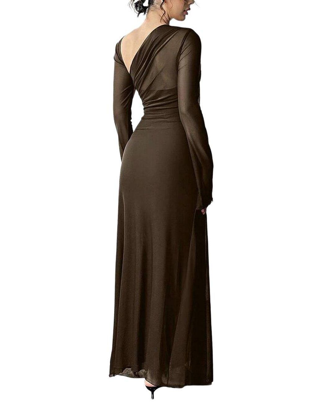 XIRELLI Brown Solid Maxi Dress
