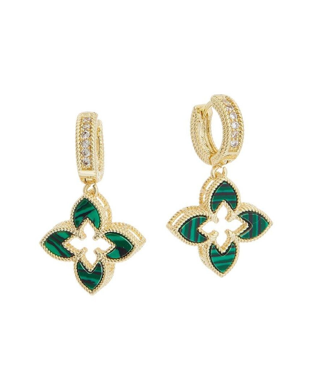 Juvell White 18K Plated Malachite Cz Earrings
