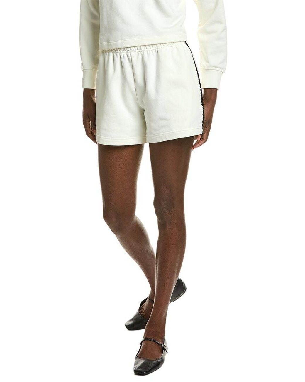 Rag & Bone White Terry Blanket Stitch Short