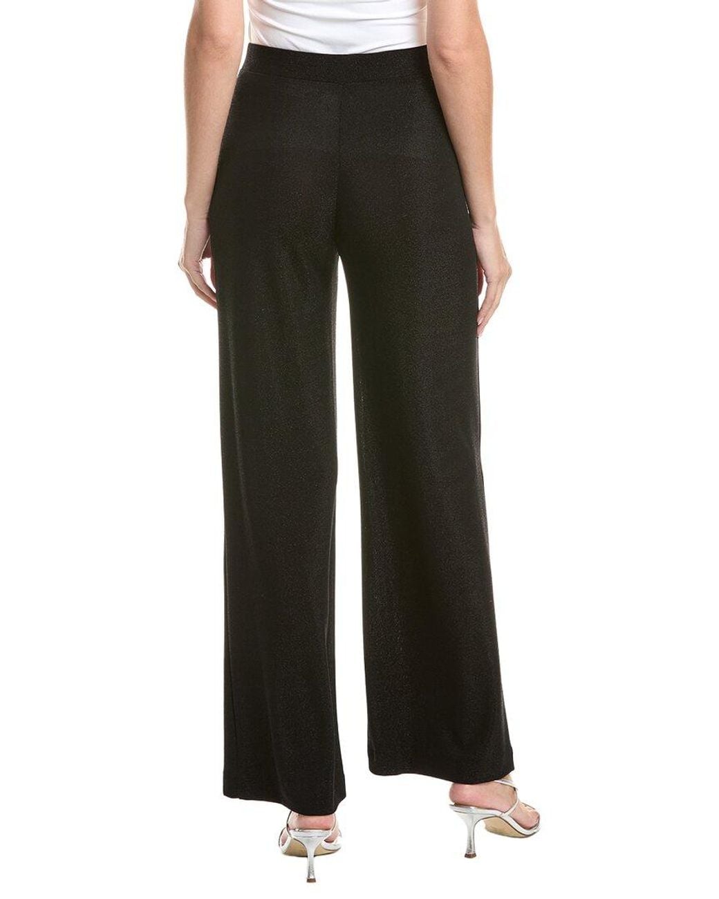 Halston Heritage Black Wide Leg Metallic Pant