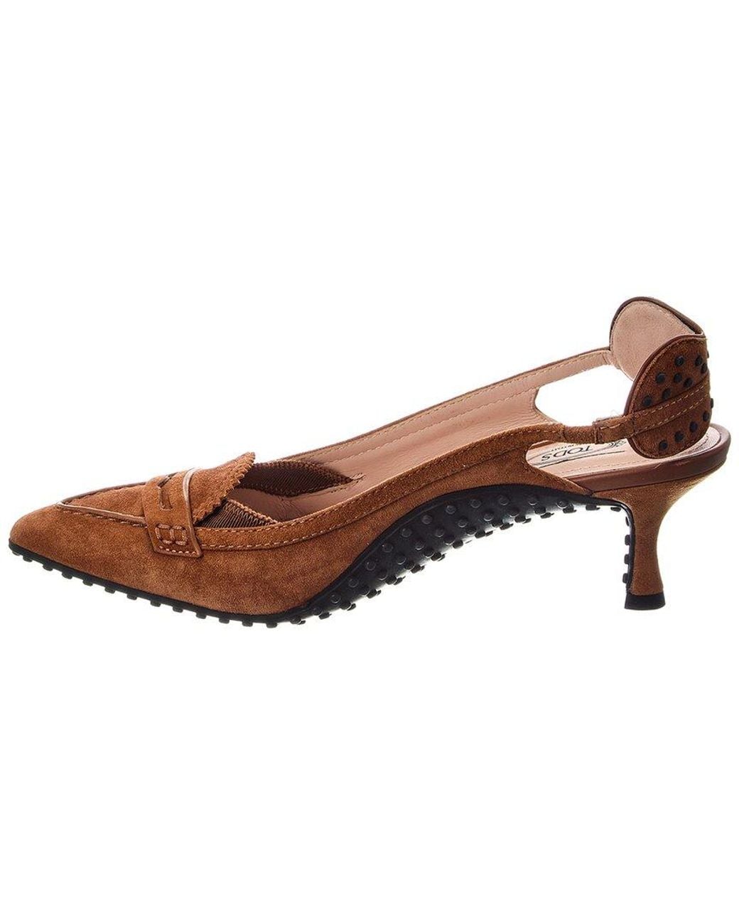 Tod's Brown Gomma Suede Slingback Pump