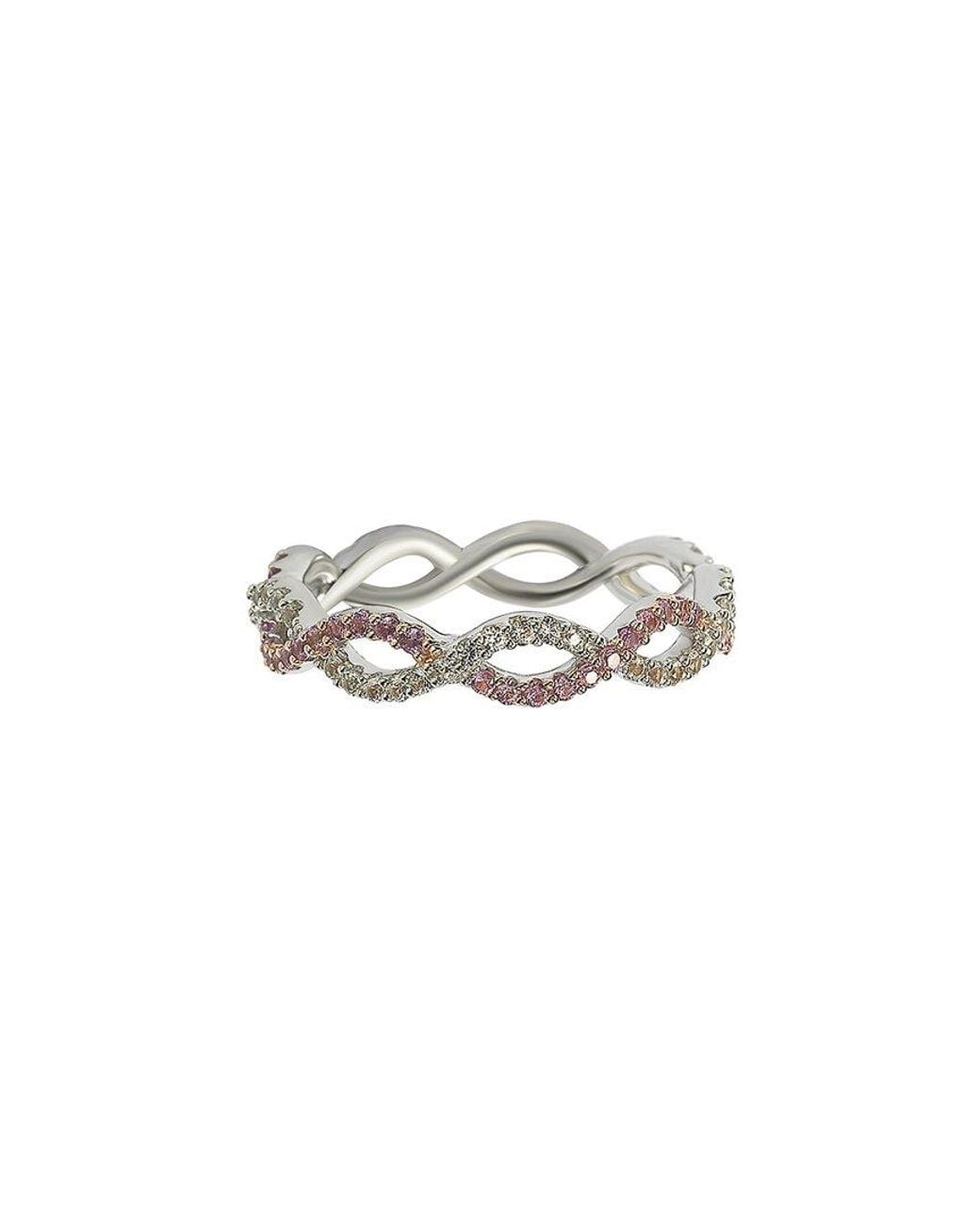 Suzy Levian Metallic Silver Diamond & Sapphire Eternity Ring