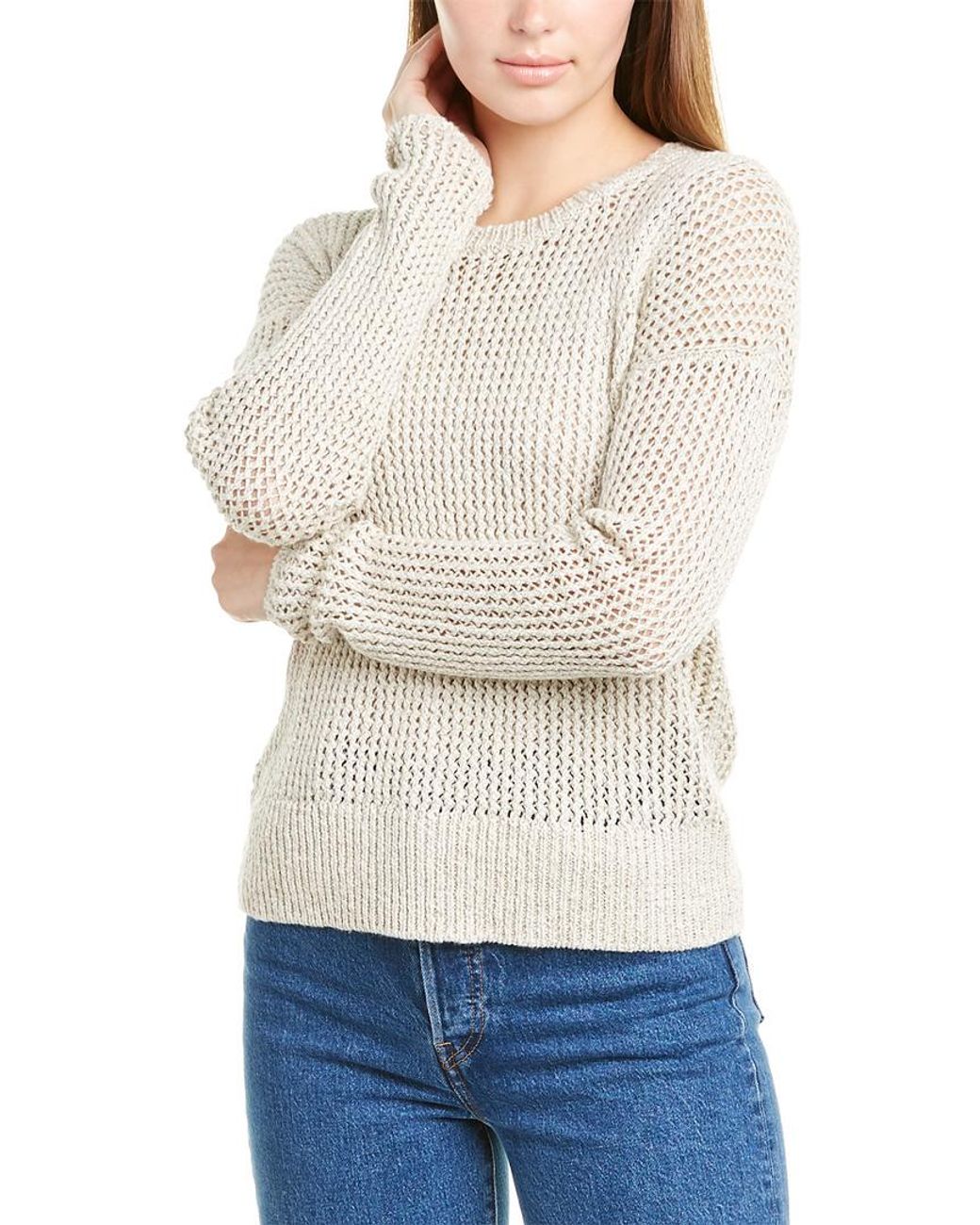 white open stitch sweater