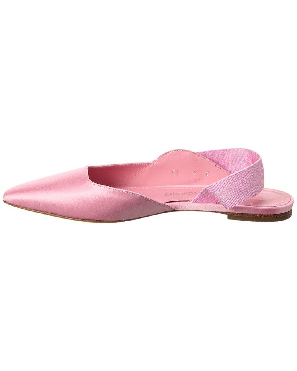 Ferragamo Pink Vania Satin Slingback Flat