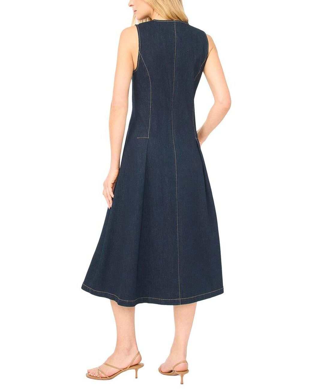 Ted Baker Blue Mia Collarless Midi Dress