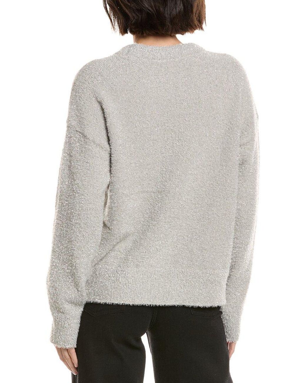 Vince Camuto Gray Eyelash Crewneck Sweater