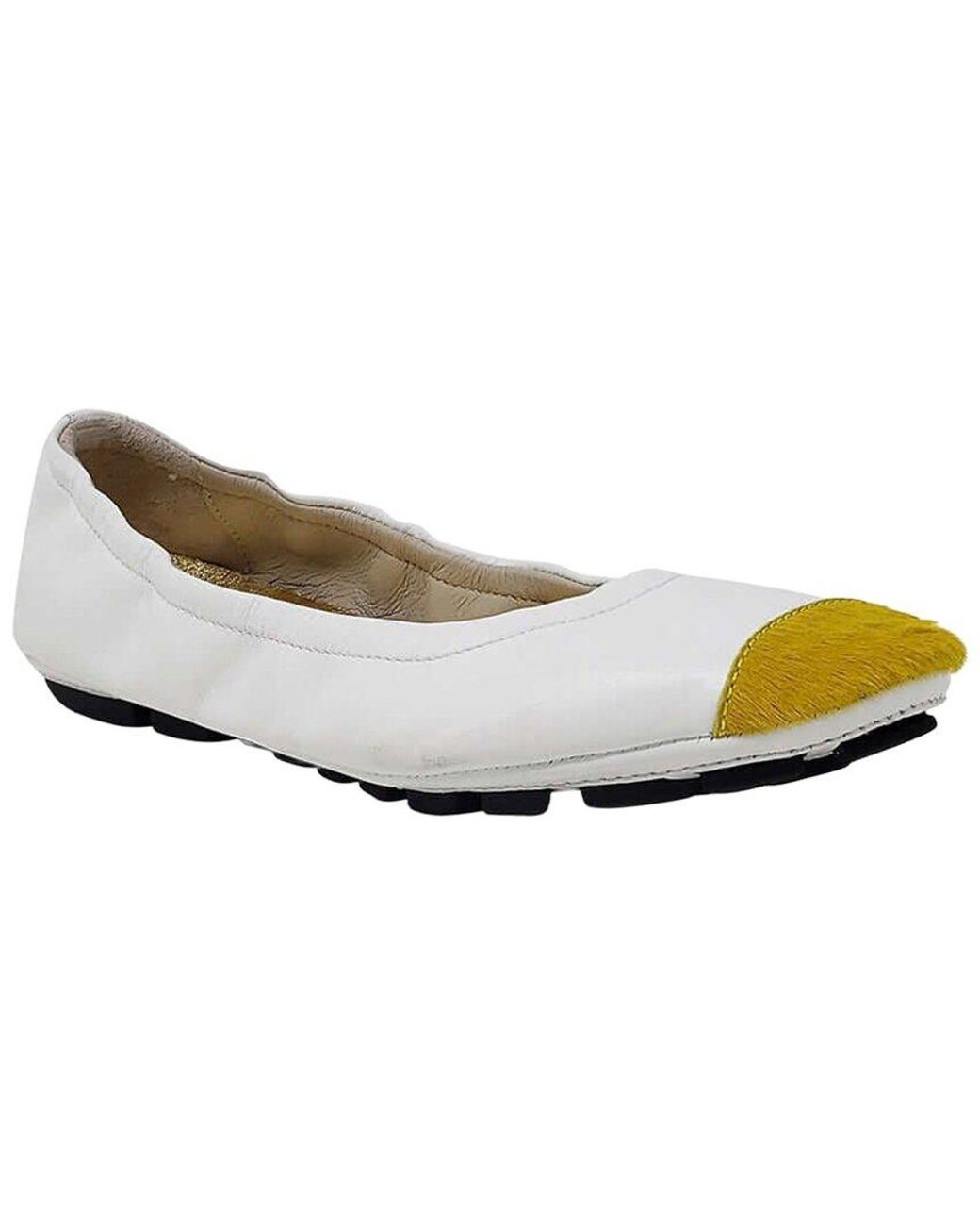 Madison Maison White Calf Hair Leather Ballet