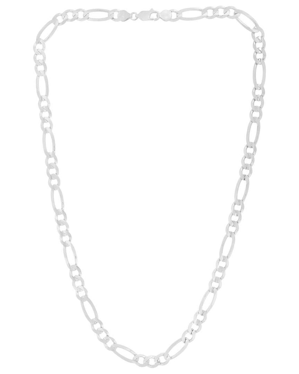 Italian Silver White Figaro Chain Necklace