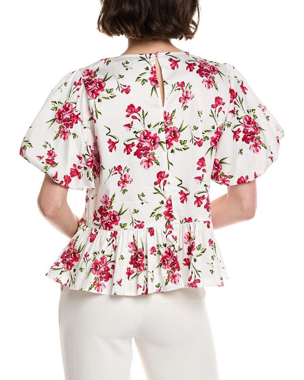 Cece Bubble Shirred Neck Peplum Top