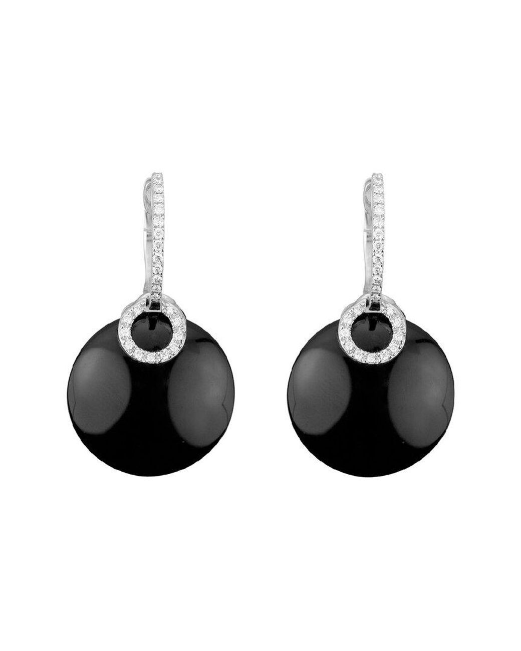 Gemstones Black 14k Diamond .16 Ct. & Onyx Drop Earrings