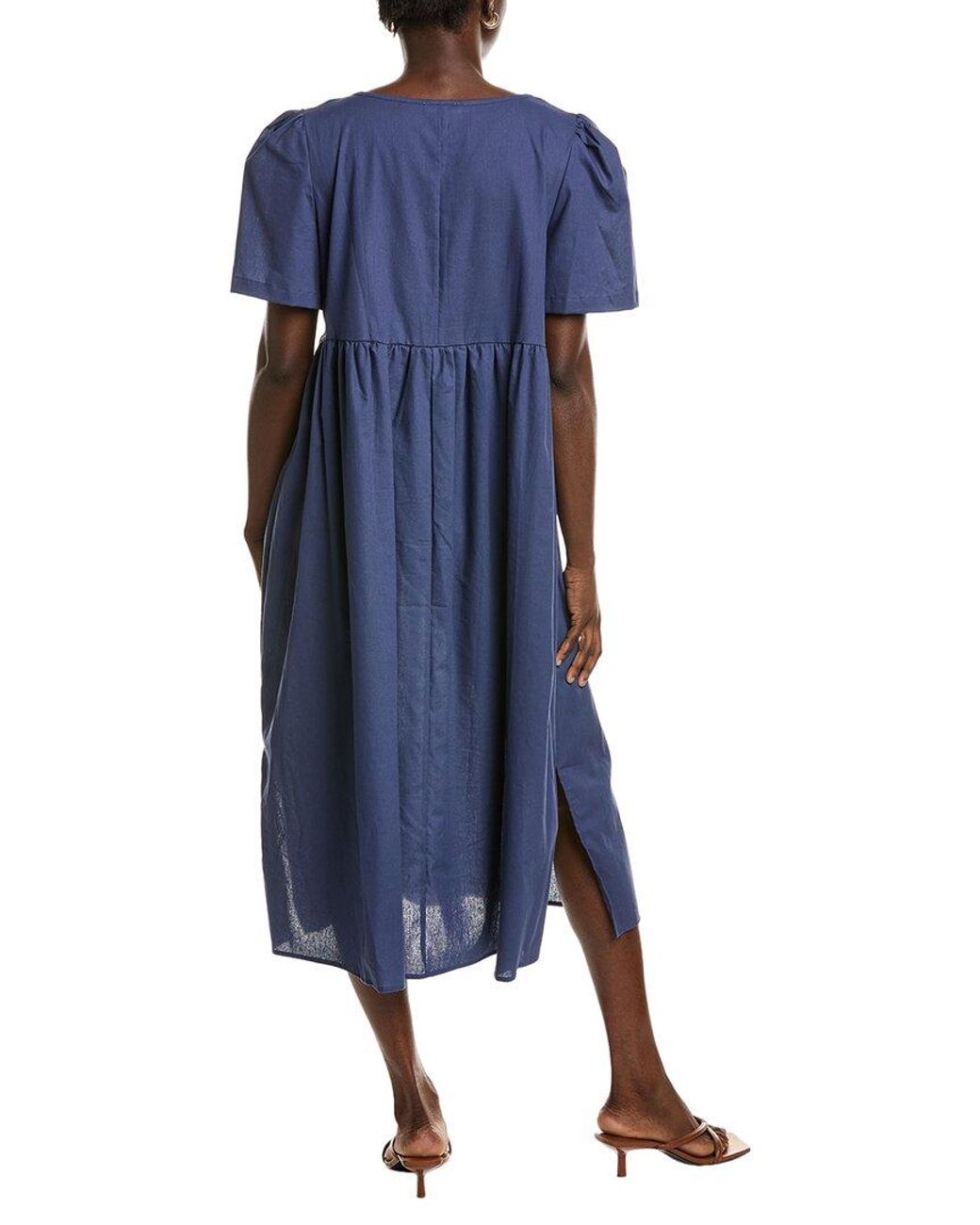 IPPONELLI Blue Shirred Midi Dress