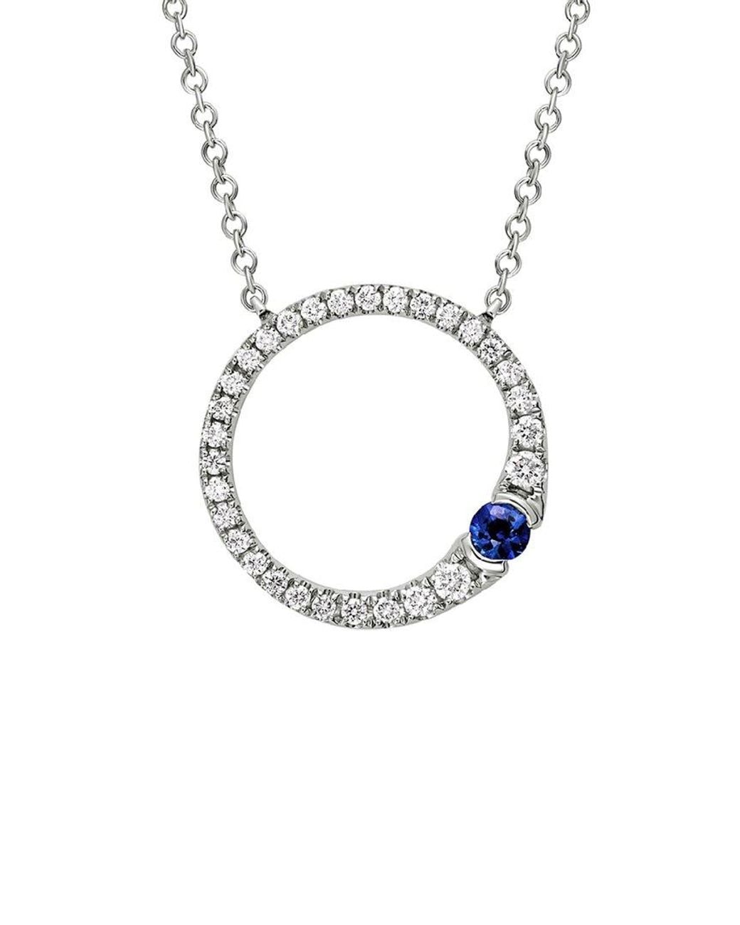 Diamond Select Cuts Metallic 14K Diamond .20 Ct. & .10 Ct. Sapphire Necklace