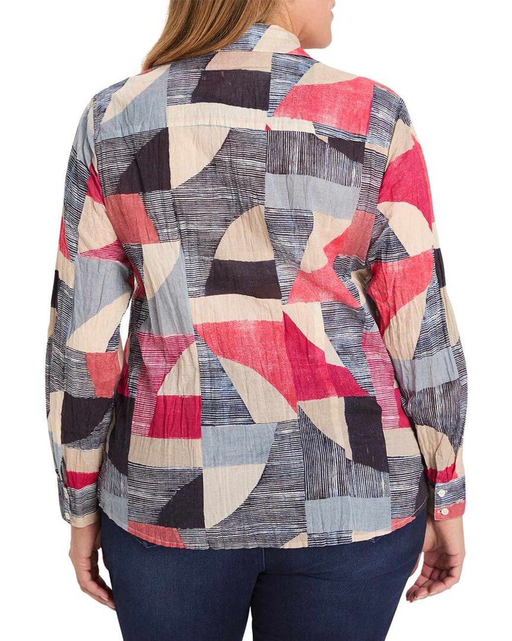 NIC+ZOE Red Plus Set Sail Crinkle Shirt