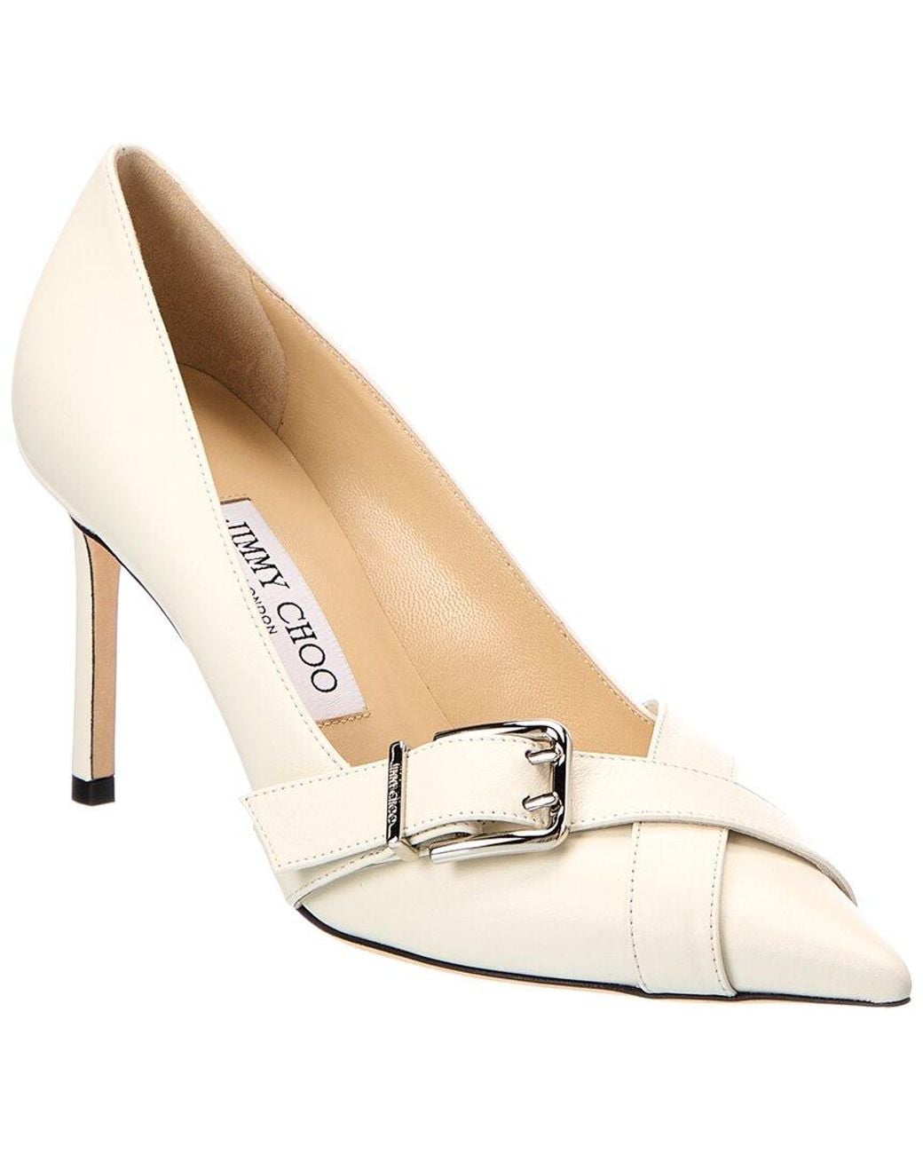 Jimmy Choo White Alix 85 Leather Pump