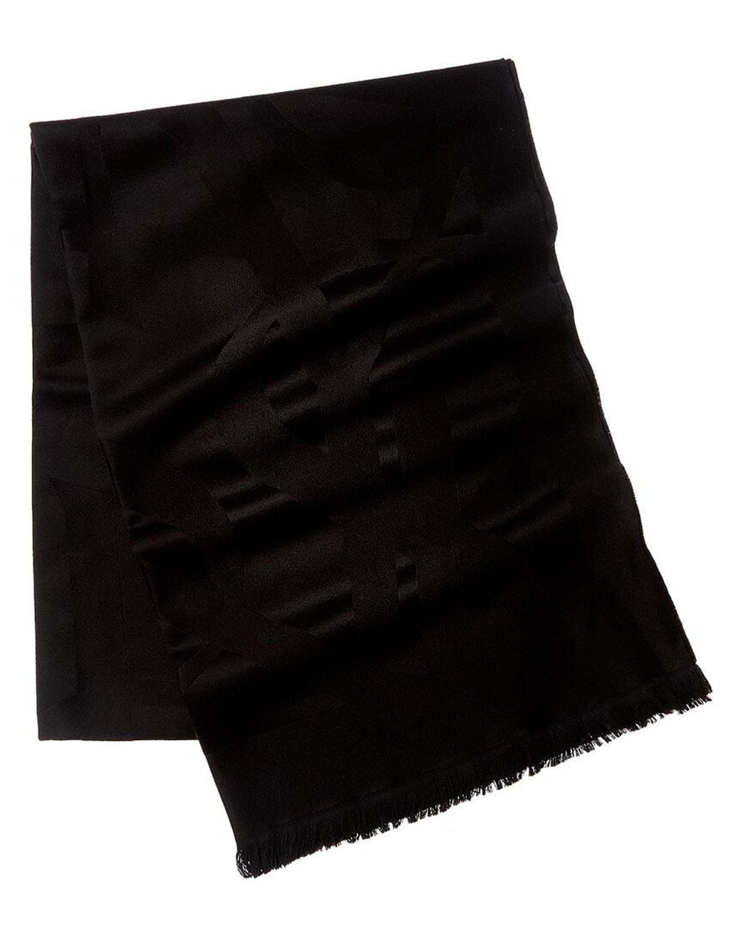 Saint Laurent Black Cassandre Jacquard Wool Scarf