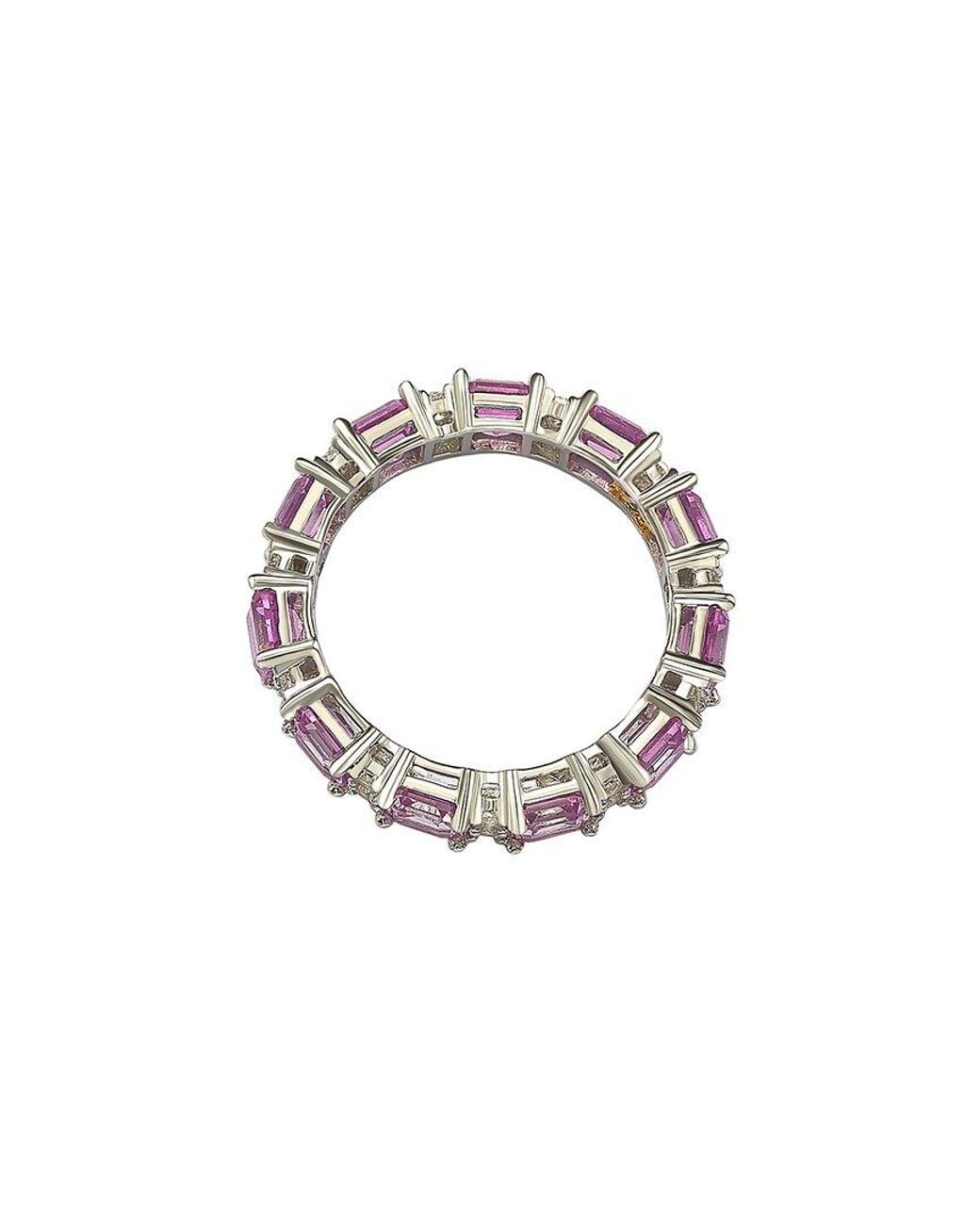 Suzy Levian Metallic Silver Diamond & Sapphire Eternity Ring