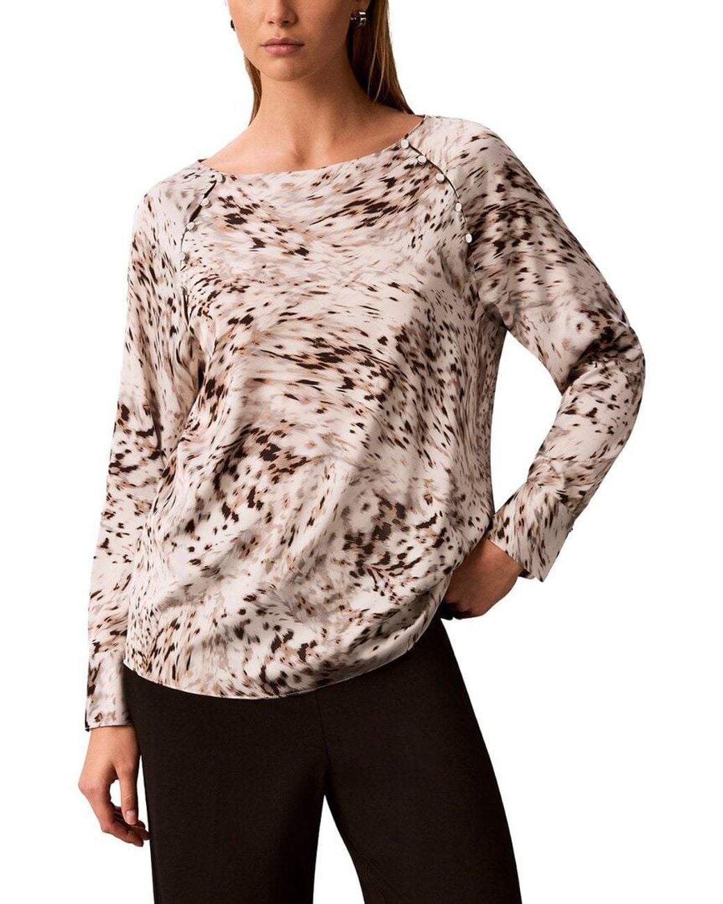 Calvin Klein Brown Petite Raglan Sleeve Blouse