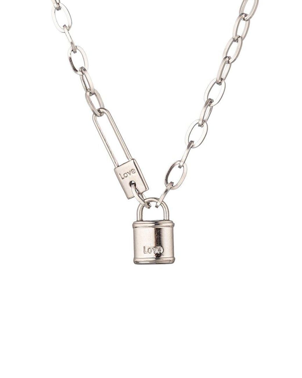 Eye Candy LA White Cz Candace Lock Necklace