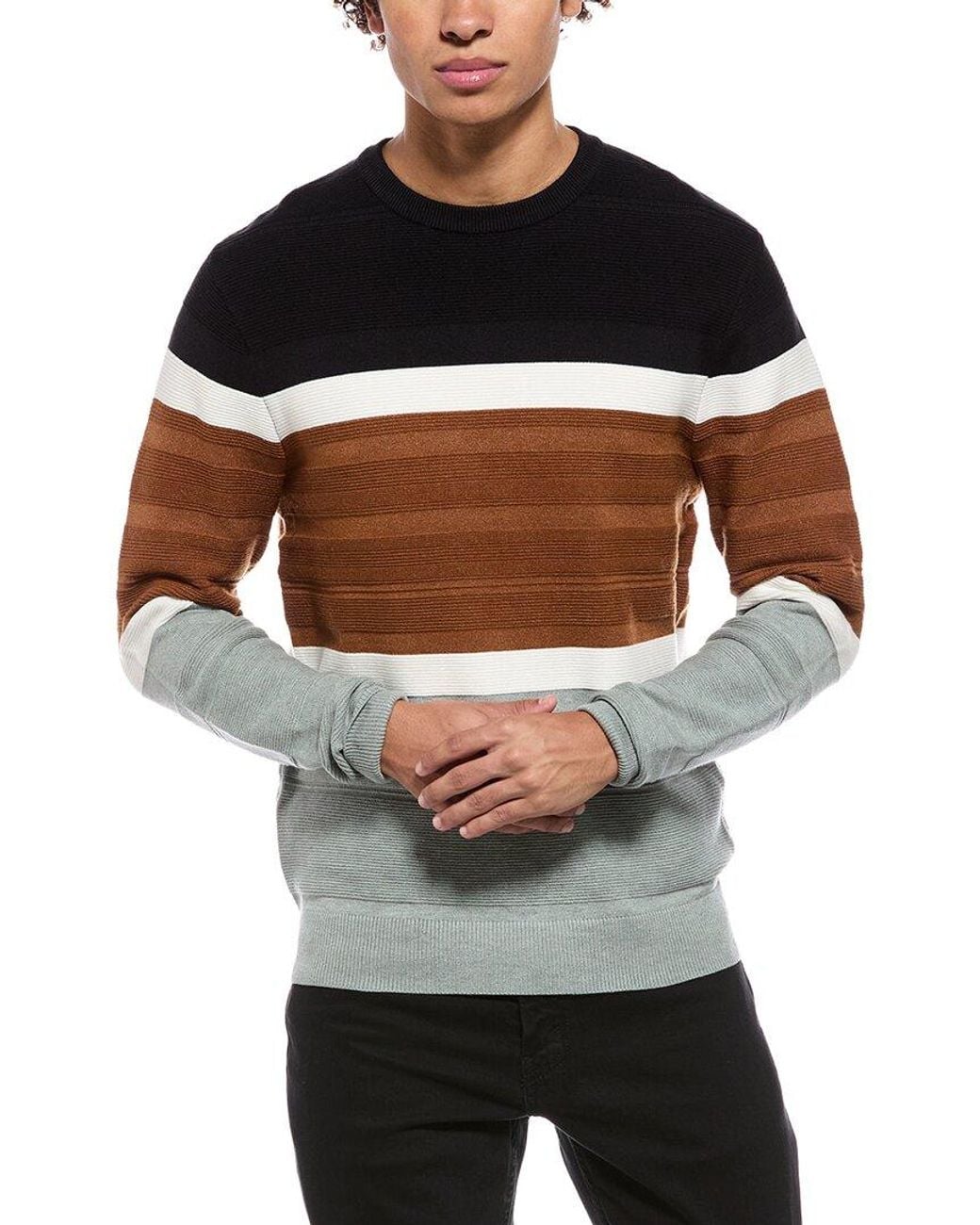 Point Zero Brown Semi Fit Crewneck Sweater for men