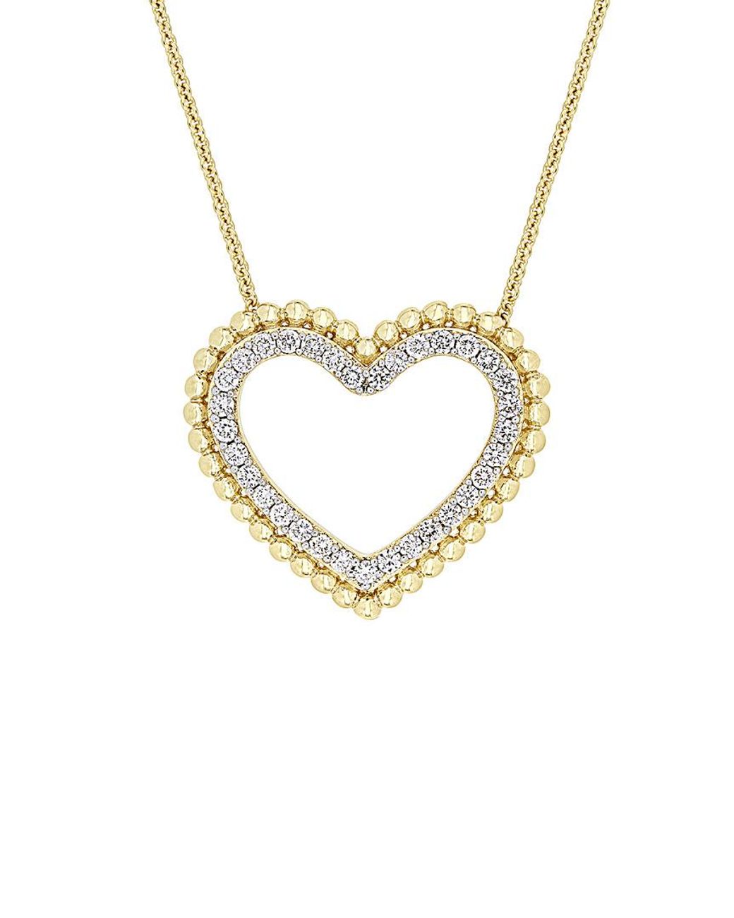 Diamond Select Cuts Metallic 14K 0.50 Ct. Tw. Diamond Open Heart Necklace