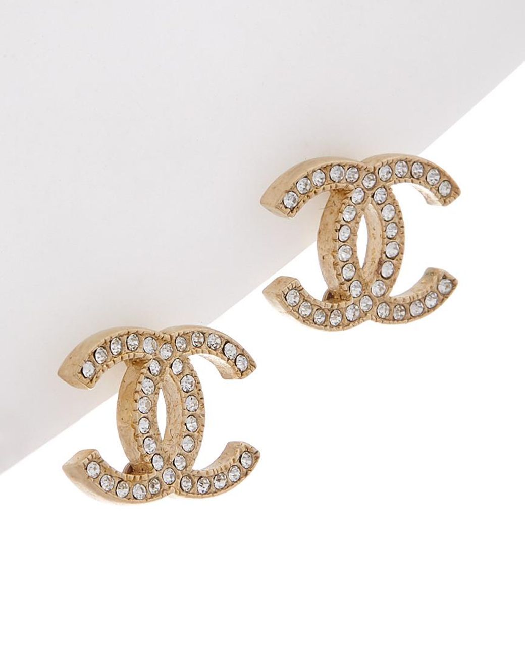 Chanel Gold-tone & Crystal Cc Earrings in Metallic | Lyst Canada