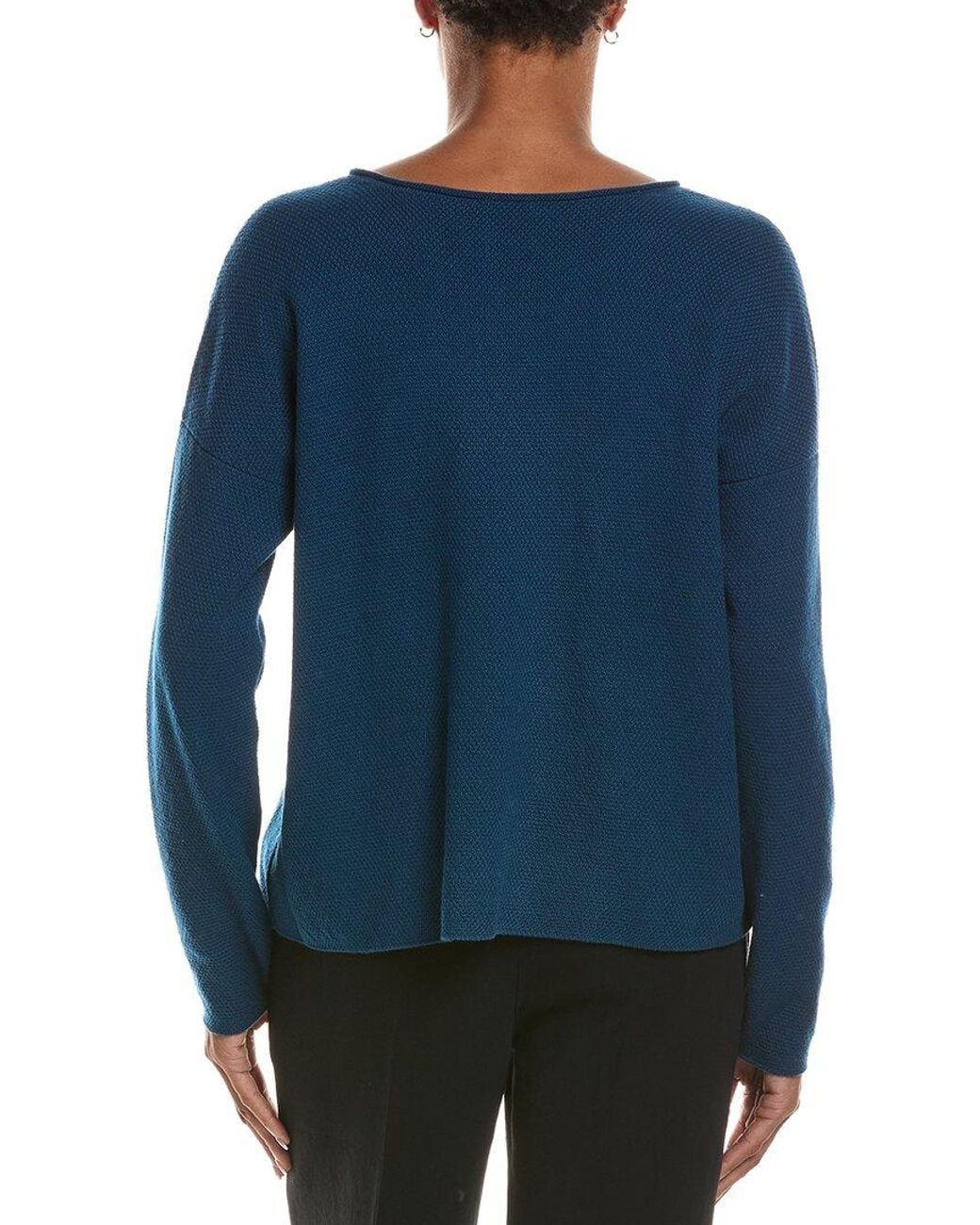 Eileen Fisher Blue Jewel Neck Sweater