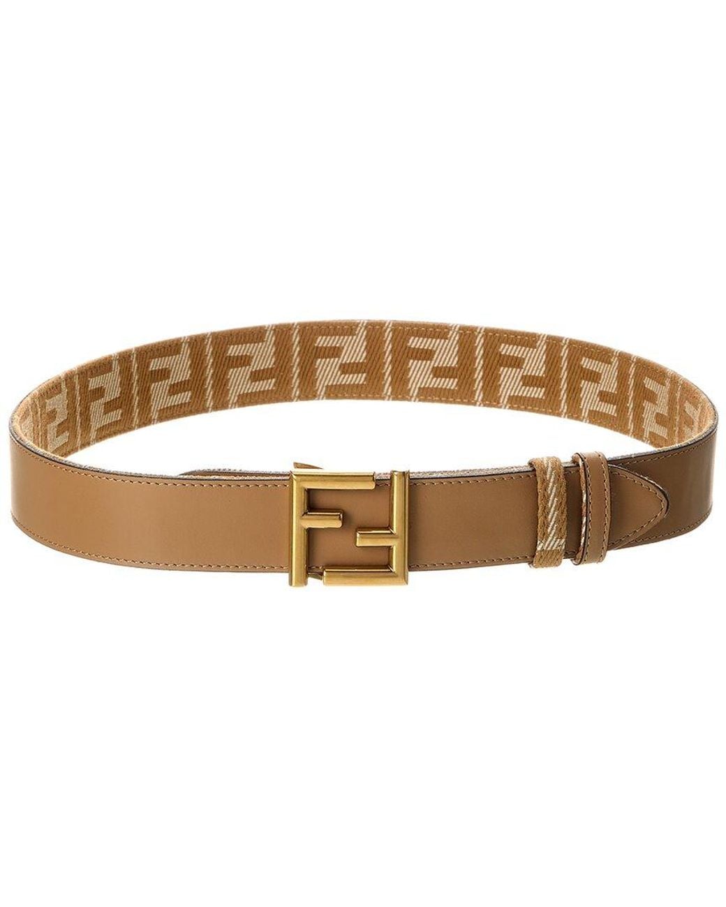 Fendi Brown Ff Reversible Denim Jacquard & Leather Belt