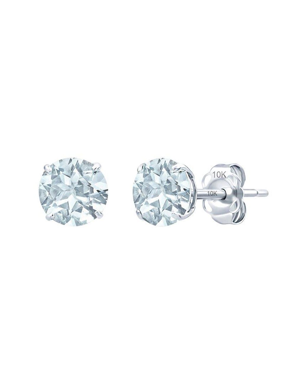 MaxColor Blue 14K 1.20 Ct. Tw. Aquamarine Stud Earrings