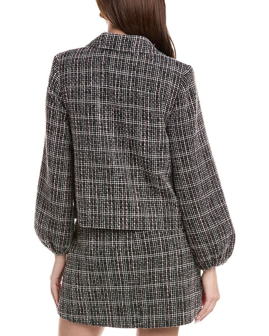 Cece Gray Tweed Ballion Jacket