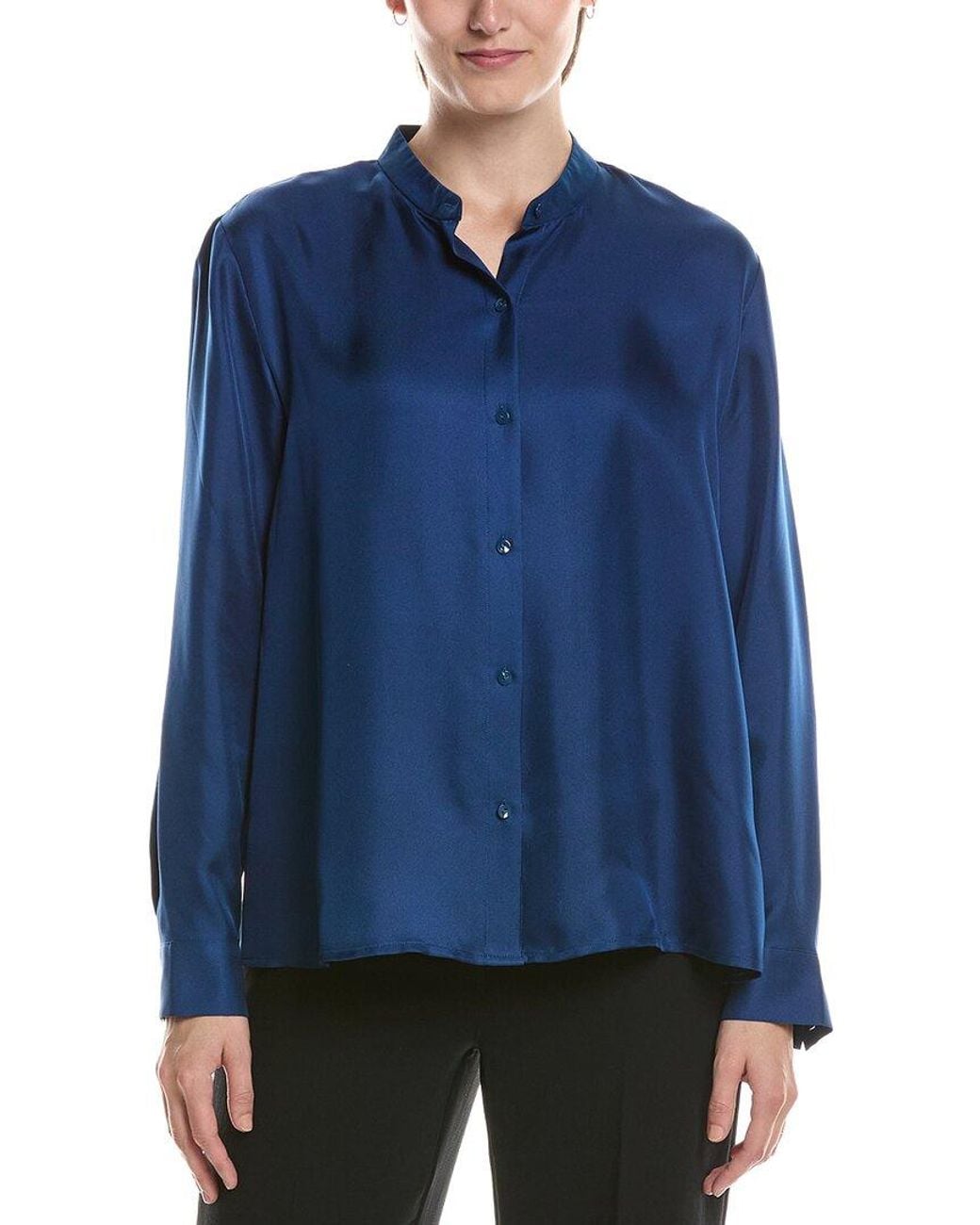 Eileen Fisher Blue Silk Twill Top