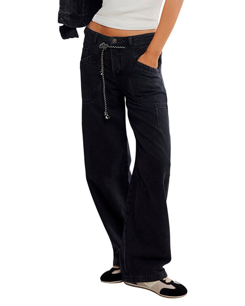 Free People Blue Love Language Pull Straight Leg Jean