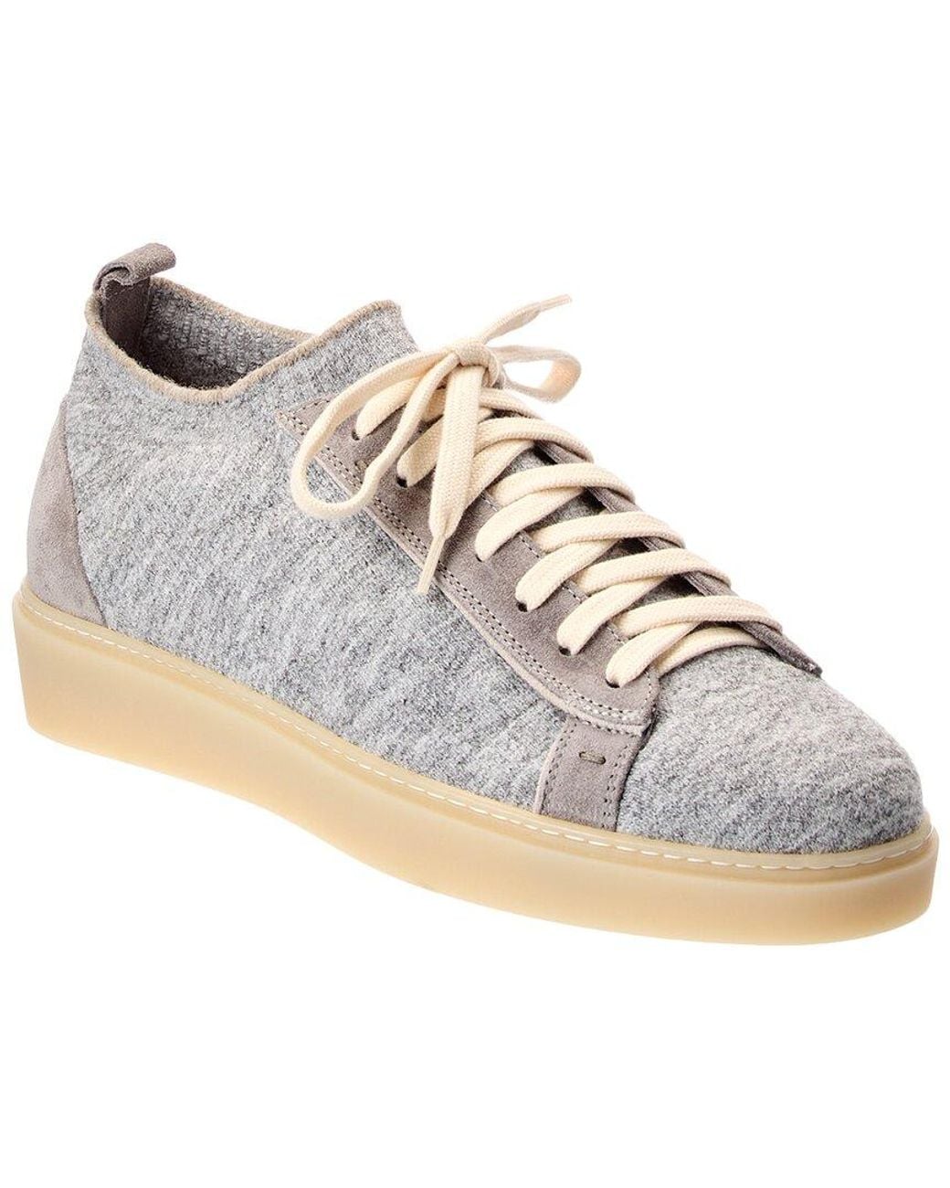 Eleventy White Knit & Suede Sneaker for men