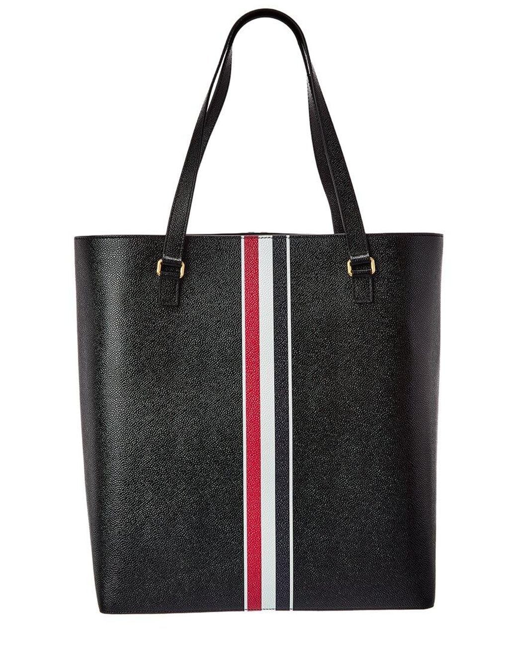Thom Browne Black Leather Tote for men