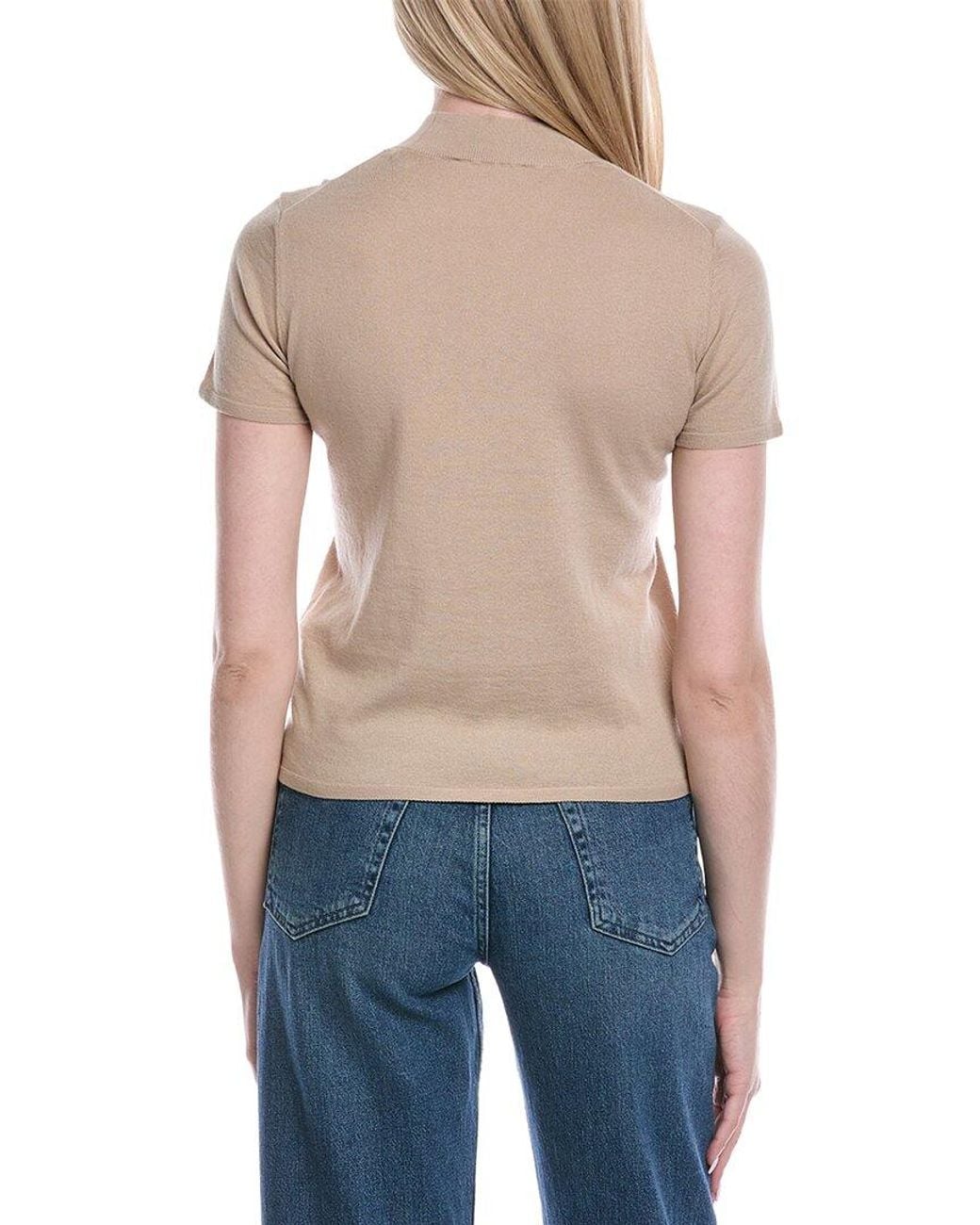 7 For All Mankind Blue Mock Neck Wool-Blend Sweater