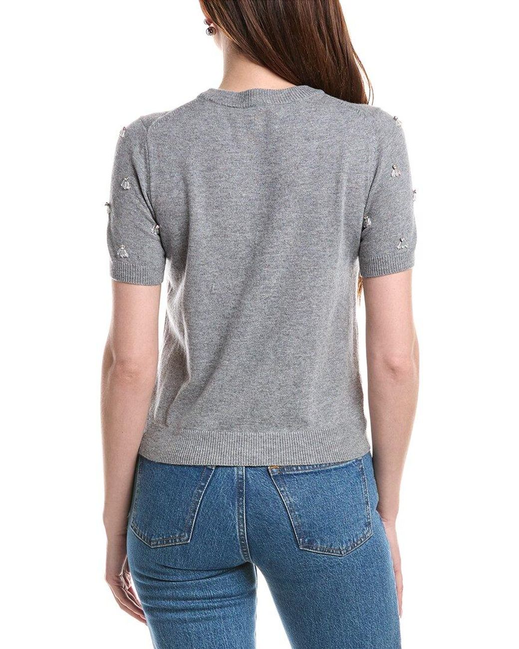 MILLY Gray Rosalyn Wool & Cashmere-Blend Sweater