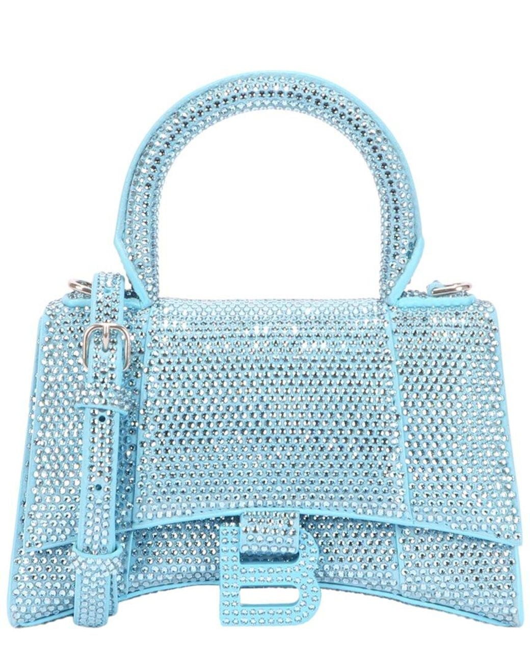 Balenciaga Blue Hourglass Xs Leather Top Handle Bag