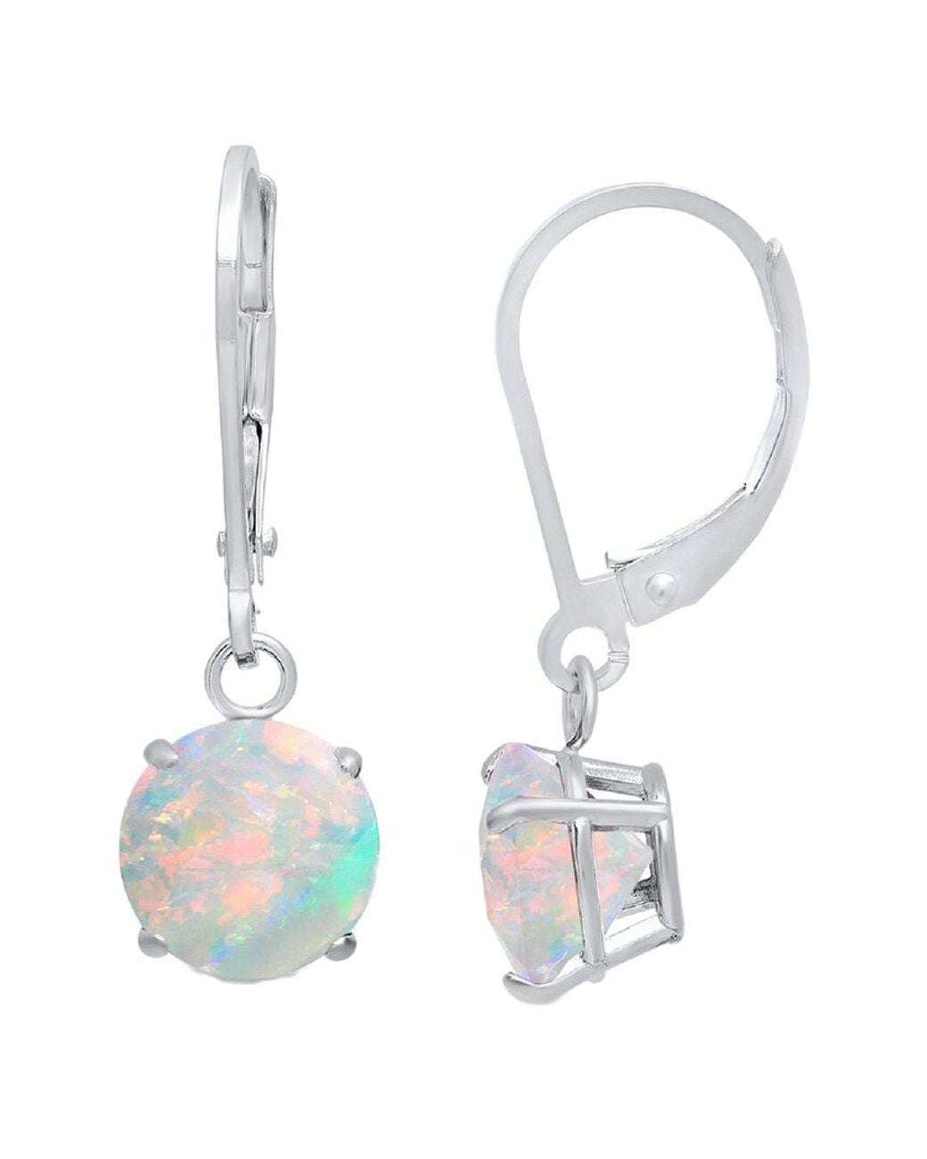 MaxColor White 10k 1.00 Ct. Tw. Lab-grown Opal Dangle Earrings