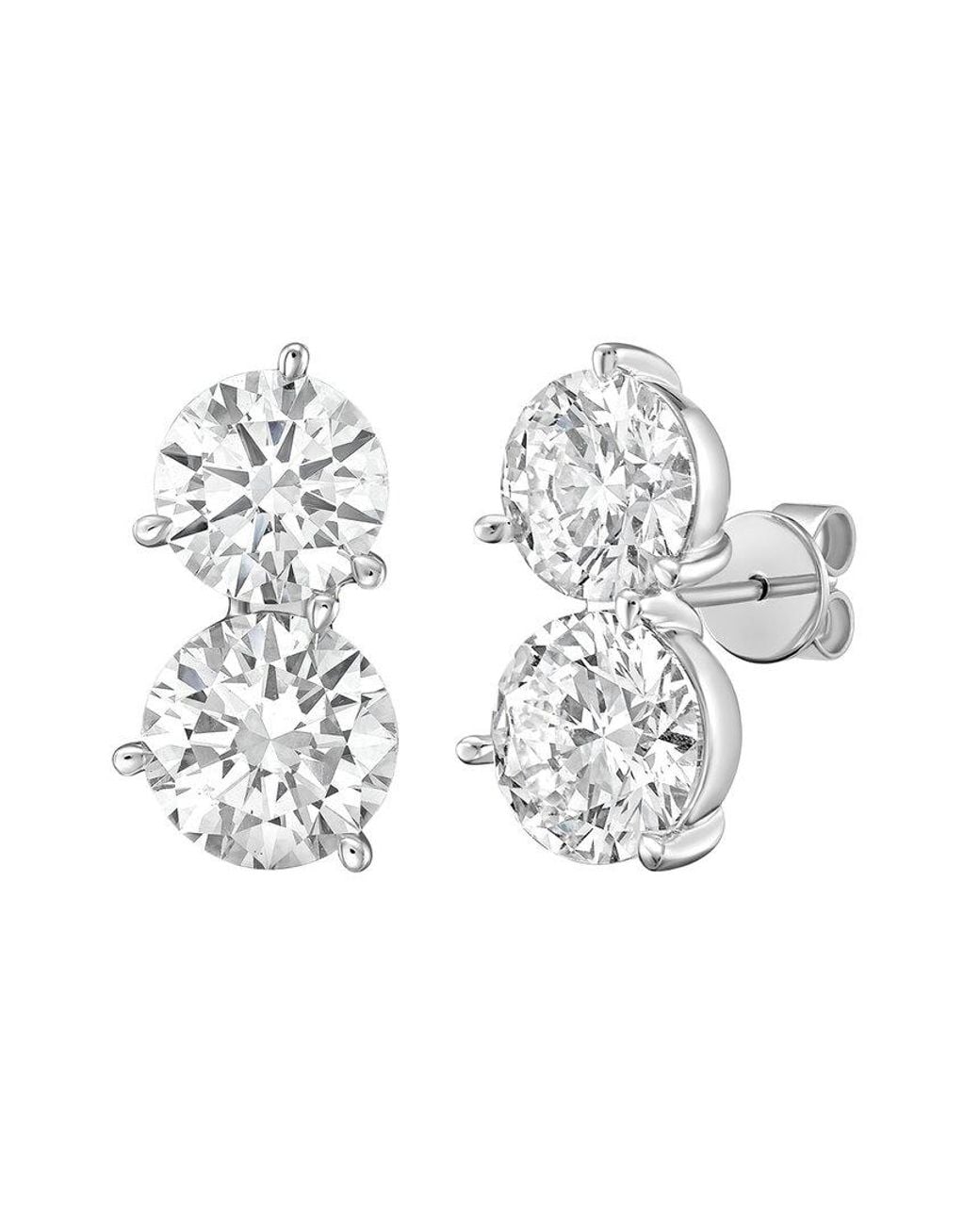 Diana M Metallic 14K 7.00 Ct. Tw. Lab-Grown Diamond Two-Stone Earrings