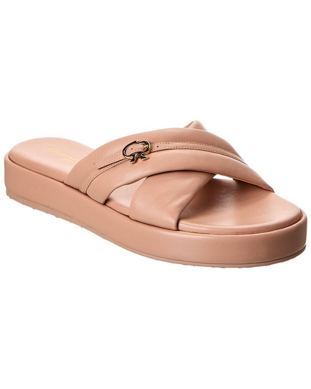 Gianvito Rossi Pink Alima Leather Platform Sandal