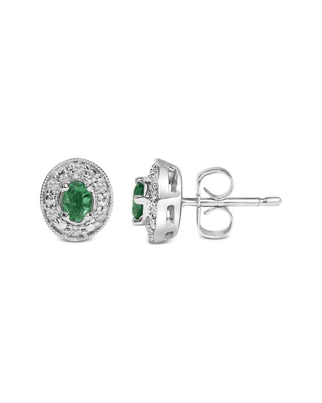 Haus of Brilliance Green Colorful Gemstones 14K 0.50 Ct. Tw. Diamond & Emerald Stud Earrings