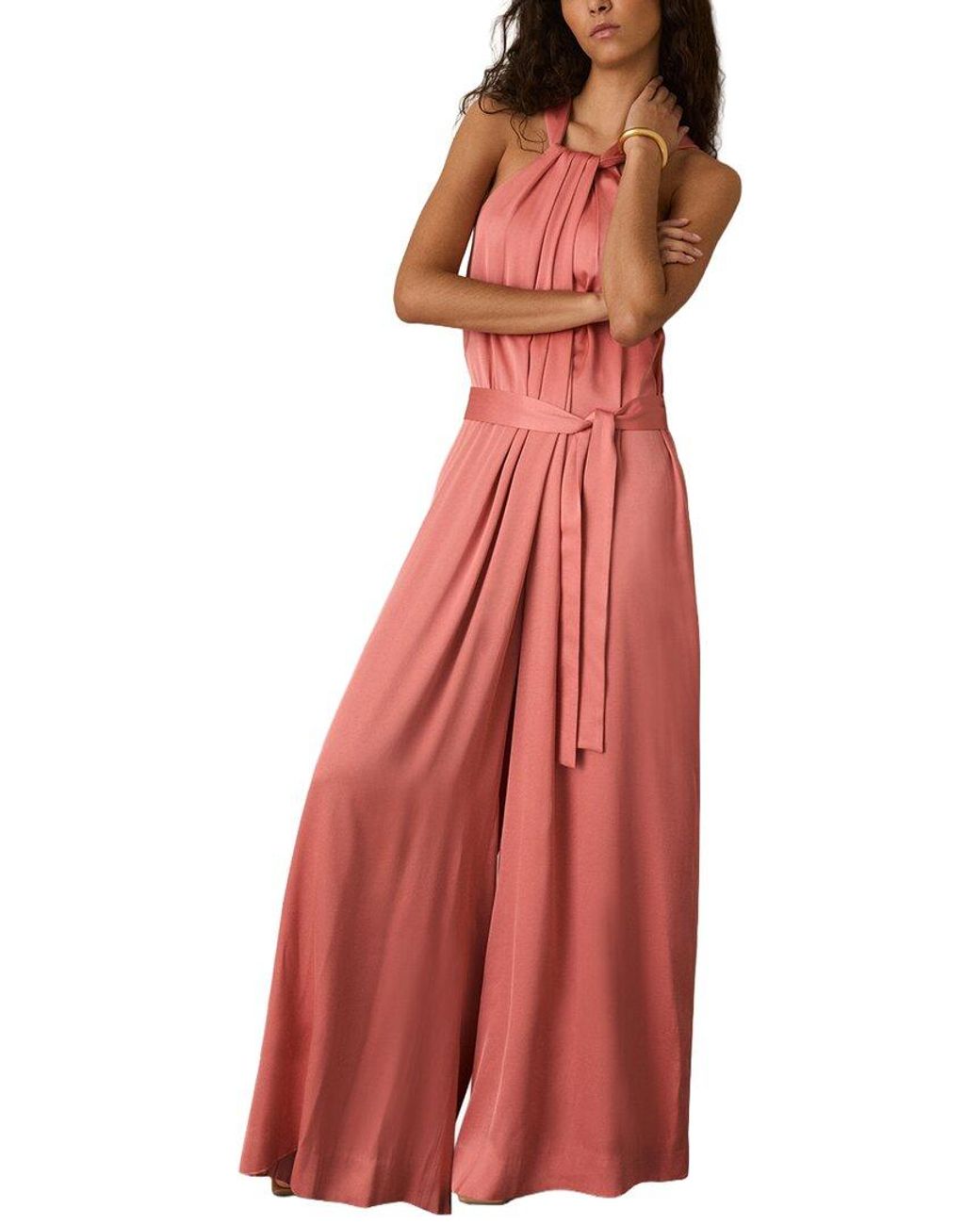 Reiss Red Rosin Draped Occasion Jumpsuit