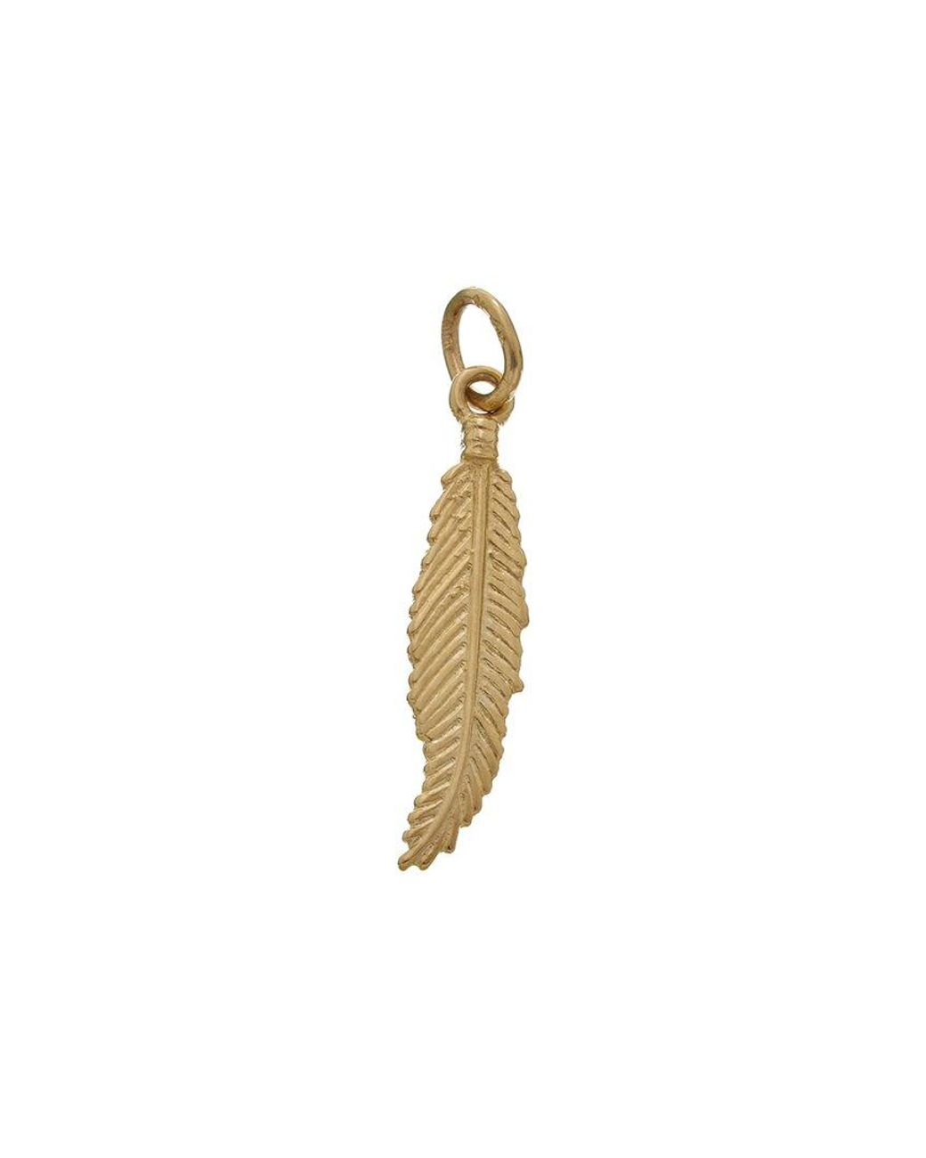 Italian Gold White 14K Feather Pendant